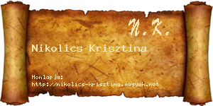Nikolics Krisztina névjegykártya
